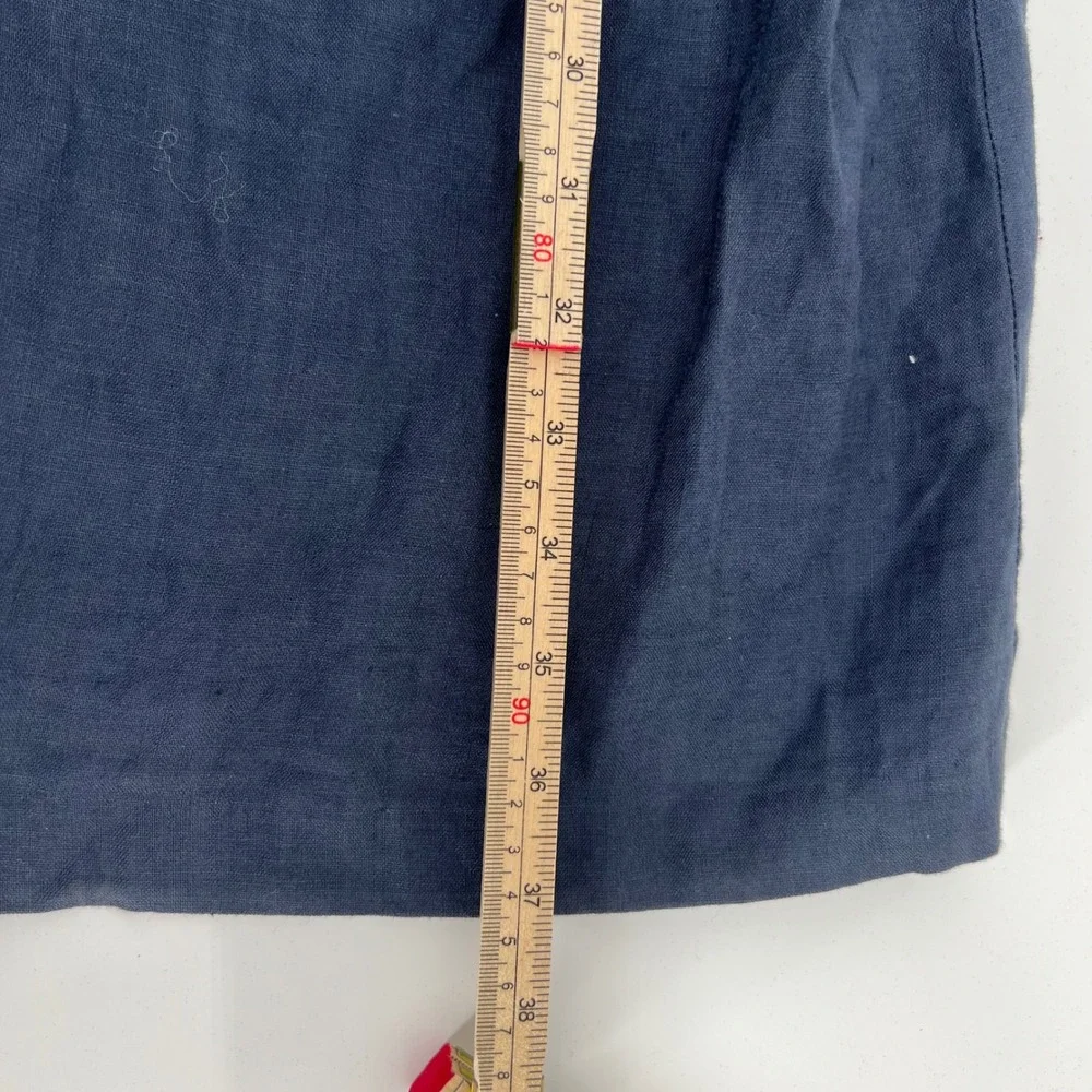 Pure Jill Navy Blue Linen Layered Shift Dress Women's Large Petite Sleeveless